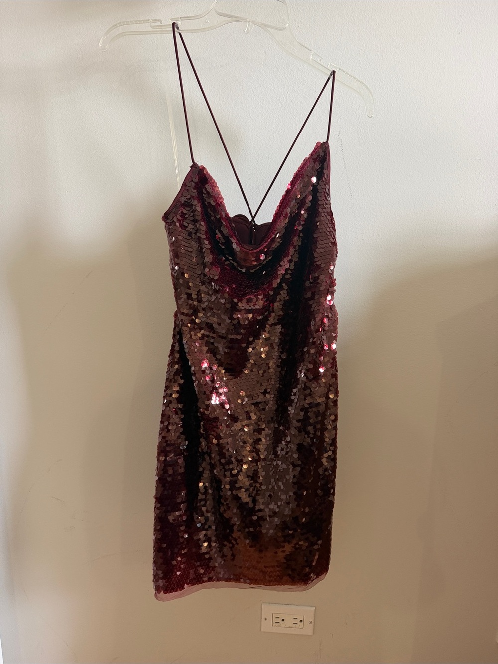 wild fable Wine Sequin Cowl Slip Dress